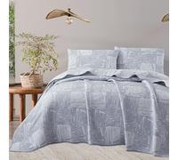 NOVOTEXTIL Colcha Jacquard Cama 150 (250x270) - Diseño Minimalista y Elegante - Algodón y Microfibra - Incluye 2 Fundas Almohada (50x70) - Cubrecama Acolchado para Verano y Entretiempo (Atenas)