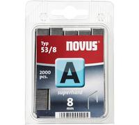 Novus 042-0413 A 53 - Grapa de alambre fino con 8 mm longitud, 2000 Grapas del Tipo 53/4, Óptima aptitud para la sujeción de telas, etiquetas metálicas, malla de alambre, listones finos de madera