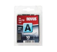 Novus 042-0458 A 53 - Grapa de alambre fino de Acero con 10 mm longitud, 1000 Grapas del Tipo 53/10 V2A Acero, Para la aplicación constante al exterior