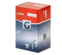 Novus Grapas de alambre plano para grapadora martillada de 14 mm, 5000 grapas tipo G 11/14, alambre de acero galvanizado