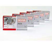 Novus Grapas estándar 24/6, galvanizadas, 1000 unidades por paquete (5 x 1000), 6 mm, para pilas de papel de hasta 25 hojas