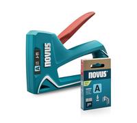 NOVUS TOOLS Grapadora Manual J-11 con 1800 Grapas - Mecanismo de Carga Inferior para Madera, Bloqueo de Mango y Ventana de Visión - para Alambre Fino de 4 a 8 mm