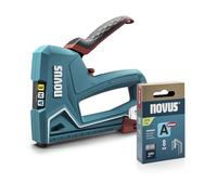 NOVUS TOOLS Grapadora manual J-50 con 1800 grapas, grapadora profesional para madera con carcasa de aluminio, ajuste de fuerza de impacto, tope de distancia para grapas de alambre fino de 6-14 mm