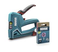 NOVUS TOOLS Grapadora manual J-51 con 1200 grapas, grapadora profesional para madera con carcasa de aluminio, ajuste de fuerza de impacto, tope de distancia para grapas de alambre plano de 6 - 14 mm