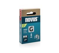 NOVUS TOOLS Grapas de alambre plano de 8 mm para grapadora de martillo, 1200 grapas tipo 11/8, caja deslizante, grapadora para láminas y cartón