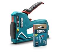 NOVUS TOOLS Juego de grapadora manual J-29 con 1800 grapas, grapadora universal profesional para madera con carcasa de metal y mango suave, para grapas de alambre fino y alambre plano de 6-14 mm