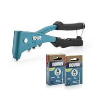 NOVUS TOOLS Remachadora ciega N-30 Set con 100 remaches ciegos, remachadora profesional ergonómica con manejo de 1 mano y bloqueo de mango, alicate universal para remaches de aluminio y acero
