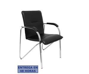 NOWY STYL Pack de 2 sillas Samba con brazos fijos y estructura cromada en negro