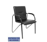 NOWY STYL Pack de 2 sillas Samba en similpiel negro con brazos fijos