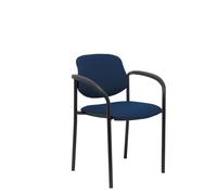 Silla fija Villalgordo similpiel azul marino chasis negro con brazos