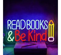 NOXET Read Book Be Kind logotipo de neón se puede ajustar logotipo de neón logotipo de neón LED azul logotipo de neón lápiz logotipo de neón Biblioteca del aula fiesta del Club de lectura