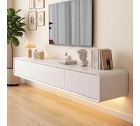 NOYHHAV Mueble de TV de Madera Maciza,Mueble de TV Flotante, Mueble Bajo de Pared para TV, Adecuado para el Salón y el Dormitorio,Nogal 220CM-LED