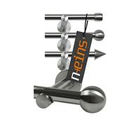 npluseins Barra cortina, 120-210 cm, Barras cortinas extensibles, telescópica de 1 vía Ø 13/16, set + accesorios, 1569.2259 - bola cromada