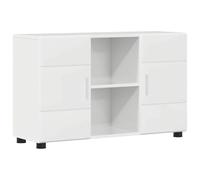Nqyjm Aparador con estante Florin blanco brillante 88,5 x 30,5 x 55,5 cm Aparador con puertas y armario estante de 2 niveles para salón, estudio, oficina, cocina, oficina, salón, dormitorio