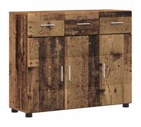 Nqyjm Aparador Florin de madera envejecida de 88,5 x 30,5 x 73 cm, aparador de madera con puertas y cajones, para salón, estudio, oficina, dormitorio