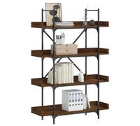 Nqyjm - Biblioteca de 4 niveles de roble marrón, 100 x 33 x 145,5 cm | Estantería de pie armario con compartimentos para oficina, comedor, dormitorio