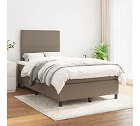 Nqyjm Cama con somier con colchón, 120 x 200 cm, estructura de tela con funda de tela y cabecero, adecuado para camas individuales, dobles y juveniles, modelo plano con clavos