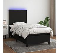 Nqyjm Cama con somier con colchón y LED, color negro, 90 x 190 cm, tela moderna, fácil de montar, moderna cama doble para dormitorio, habitación de invitados, modelo de diseño sencillo