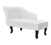 Nqyjm Chaise longue Blanco Cuero Sintético Chaise Lounge Sofá,Sillón acolchado con Cojines,Sofá cama perfecto para sala de estar,dormitorio,Oficina,Espacio pequeño