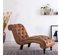 Nqyjm Chaise longue marrón imitación ante sofá chaise lounge, sillón acolchado con cojines, sofá cama perfecto para sala de estar, dormitorio, oficina, espacio pequeño