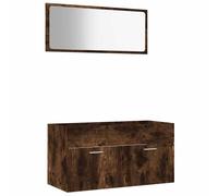 Nqyjm - Juego de muebles de baño, 2 piezas, roble ahumado L826623 | Compartimiento y 2 puertas, armario empotrado, almacenamiento de muebles para sala de estar, WC invitados, lavadero