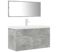 Nqyjm - Juego de muebles de baño, 3 piezas, color gris hormigón L3324894 | Compartimiento y 2 puertas, armario empotrado, almacenamiento de muebles para sala de estar, WC invitados, lavadero