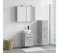 Nqyjm Juego de muebles de baño 4 unids gris hormigón L3407466 | Estanterías y puertas, mueble de aseo para sala de estar, WC para invitados, Lavadero, Habitación