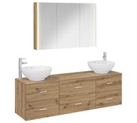 Nqyjm Juego de muebles de baño 4 unids Roble Artesanal L3406950 | Puerta y compartimiento, mueble de aseo para sala de estar, aseo de invitados, lavadero, dormitorio