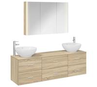 Nqyjm Juego de muebles de baño 4 unids Roble Sonoma L3406945 | Puerta y compartimiento, mueble de aseo para sala de estar, aseo de invitados, lavadero, dormitorio