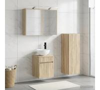 Nqyjm Juego de muebles de baño 4 unids Roble Sonoma L3407465 | Estanterías y puertas, mueble de aseo para sala de estar, WC para invitados, Lavadero, Habitación