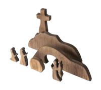 NRVTRE Escena de resurrecciones de Pascua de Madera con Cruces Jesúses Belén Decoraciones Tumba vacía Escenas de Pascua Cruces Decoraciones Jesúses Tumba Bandeja Set