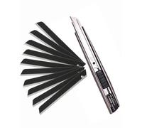 Nt Cutter A-300GRP Cortador Metálico 9 mm+ Cartucho 10 hojas negras extra afiladas. Kit cútter profesional con cuchillas de respuesto. Cúter metálico en aluminio mango anti-deslizante.