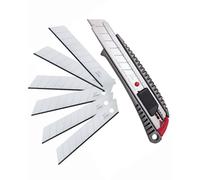 Nt Cutter L-500GPR Cortador Metálico 18 mm + Cartucho de 6 hojas con dispensador. Kit cútter profesional con cuchillas de respuesto. Cúter metálico en aluminio mango anti-deslizante.