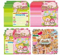 NTEVXZ 20pcs Capybara Tarjetas de Invitación para Niños, 50pcs Pegatinas de Capybara, Fiesta de Cumpleaños Infantil o Fiesta Temática