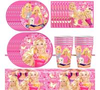 NTEVXZ Barbi Princess - Vajilla y mantel para fiesta de cumpleaños, 51 unidades, diseño de princesa Barbi