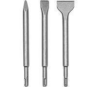 Nucraft SDS Plus - Juego de cinceles de 3 piezas, herramienta de taladro de acero, 1 ancho, 1 plano, 1 de punta, juego de cinceles de raspado de pala para azulejos, mampostería