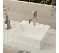 NUESTRA VIDA Lavabo Sobre Encimera, Lavabo de Cerámica Rectangular con 1 Orificio para Grifo, 330 × 290 × 110 mm, Blanco
