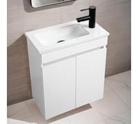 NUESTRA VIDA Mueble de Baño Pequeño Compact Suspendido 51×27×60 cm, Lavabo con Mueble bajo Lavabo en Roble/Blanco, Conjunto de Mueble de baño, para Invitados, Sin Grifo