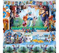 Nuevas Decoraciones de Cumpleaños de Zootopia, Vajilla, Platos, Servilletas, Oficial Conejo y Zorro Nick, Artículos para Fiestas, Globos, Llaveros, Tarjetas 10pcs gift bags