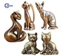 ¡Nuevo! Figura de Gato de Latón, Escultura de Latón Vintage, Adorno de Escritorio, Pequeño Ornamento, Estatua de Gato para el Hogar/Oficina, Decoración del Hogar Style3