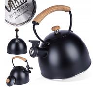 NUEVO Hervidor de agua de acero inoxidable 2 5l negro inducción mango suave p...