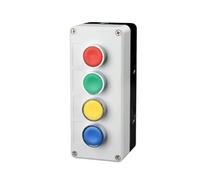 Nuevo interruptor de botón metálico XB2, caja de control de arranque y parada, símbolo de identificación industrial, reinicio automático, interruptor de parada de emergencia circular(4Hole-01)