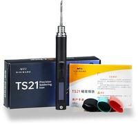 Nuevo MINIWARE TS21 soldador luz de relleno pantalla Digital OLED varios idiomas detección inteligente función de sueño pluma de soldadura herramienta de bricolaje TS21-KU (AU Power)