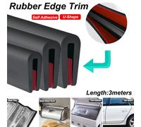 Nuevo Tira protectora de borde en forma de U, tira embellecedora de borde de goma de 3 metros, sello protector de puerta de coche impermeable 14x9 mm