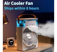 Nuevo ventilador 3 en 1, aire acondicionado, Mini enfriador de aire para el hogar, luz LED nocturna, humidificador portátil, ventilador de ajuste de aire, ventilador para oficina y hogar White