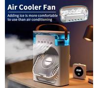 Nuevo ventilador portátil 3 en 1, aire acondicionado, Mini enfriador de aire para el hogar, luz LED nocturna, humidificador, ventilador de ajuste de aire, ventilador para oficina y hogar White