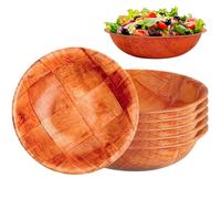 Nuiorfty Cuenco de madera 6 cuencos de madera redondos de 6.0 in lavables reutilizables rústicos multiusos para alimentos frutas ensaladas sopas y más
