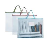 Nujvnuj Paquete de 3 bolsas de arte A3 impermeables de malla EVA con tarjetero, carpeta transparente para dibujos y documentos (colorida, portátil y duradera)