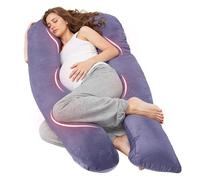Nuliie Almohada Embarazada Dormir, Cojin Embarazada en Forma de U, Almohada Embarazo para Soporte de Espalda, Caderas y Piernas, Almohada para Embarazadas con Funda de Terciopelo Lavable (Violeta)