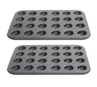 NULYLU 2 Moldes Reutilizables para Hornear para Muffins de Acero al Carbono Recubrimiento Antiadherente, Bandejas Negras Alto Brillo y Reducción Cocción